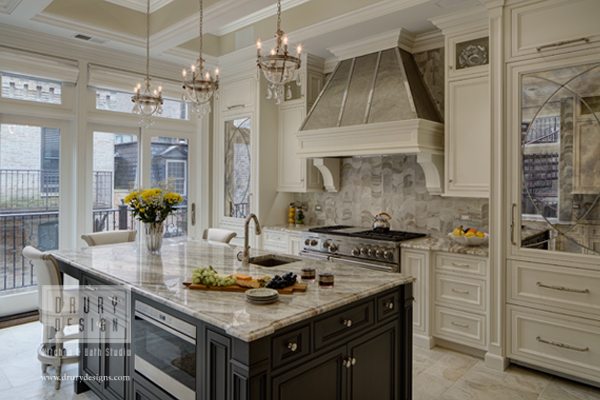 Chicago Brownstone featuring granite countertops and custom granite backsplash