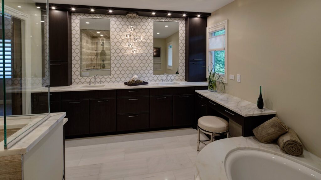 Transitional Oak Brook Master Bath Renovation Drury Design