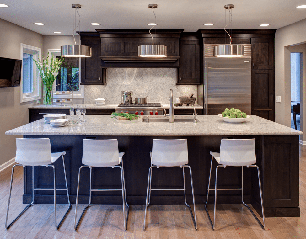 better together kitchen with light counter and dark cabinets