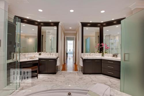 Calcutta Marble Vanity and Floor Tiles in Master Bath 