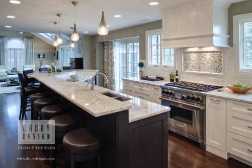 Transitional Kitchen with Breakfast Bar