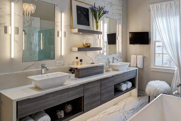 West Suburban Living | Beautiful Baths Featuring Drury Design