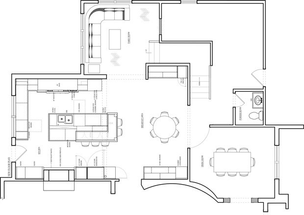 existing floor plan before layout remodel Family Focused First Floor Remodel drury design