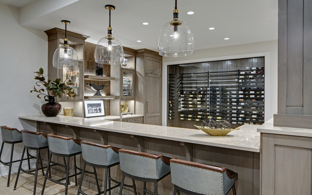 Transitional Basement Bar Design