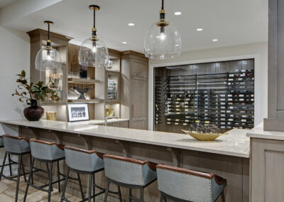 Transitional Basement Bar Design