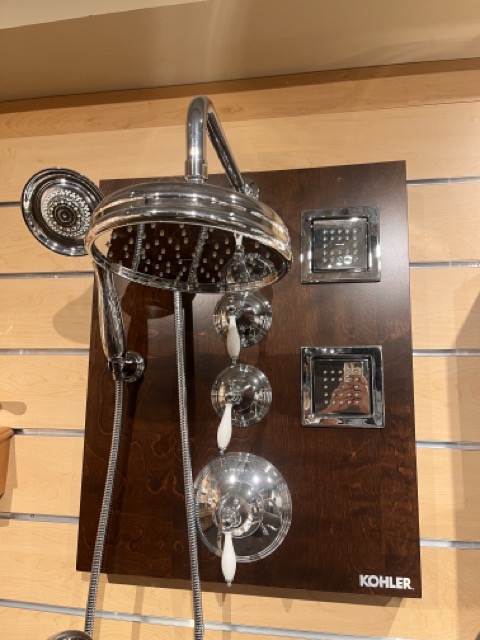 Shower head hardware by kohler.