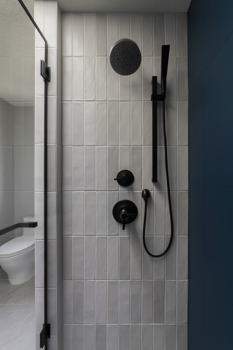 Mid-Century-Modern-Primary-Bath_Shower-Controls_Copyright-2025_City-Design-Iowa