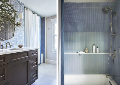 Blue Hall Bath Remodel with a Patterned Tile Wall – Hinsdale, IL